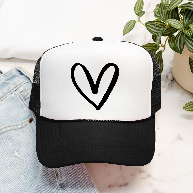 Heart Embroidered Trucker Hat