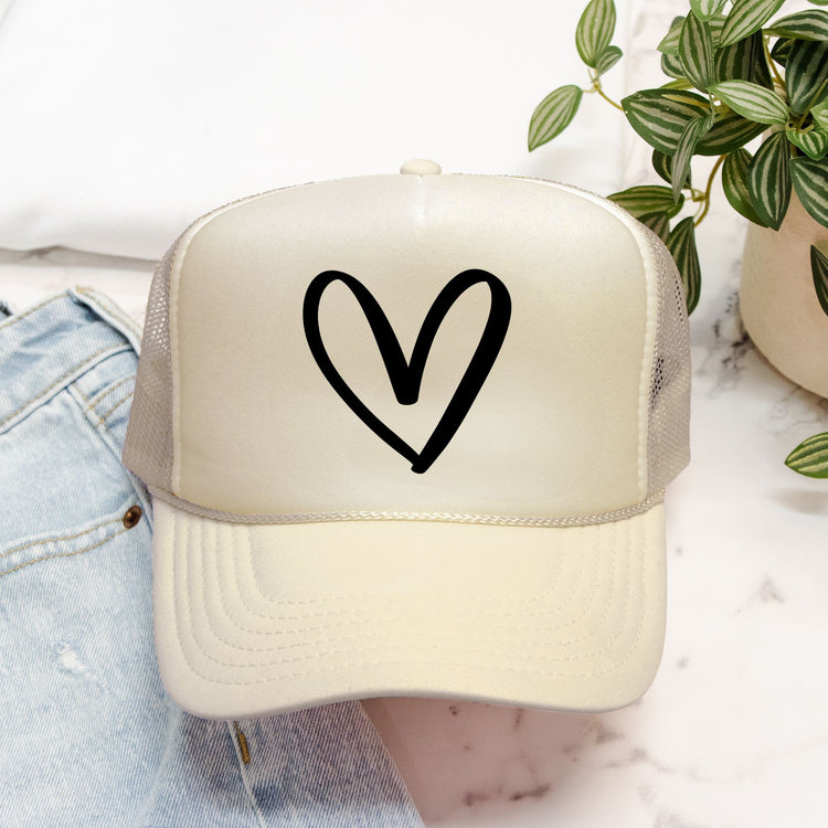 Heart Embroidered Trucker Hat