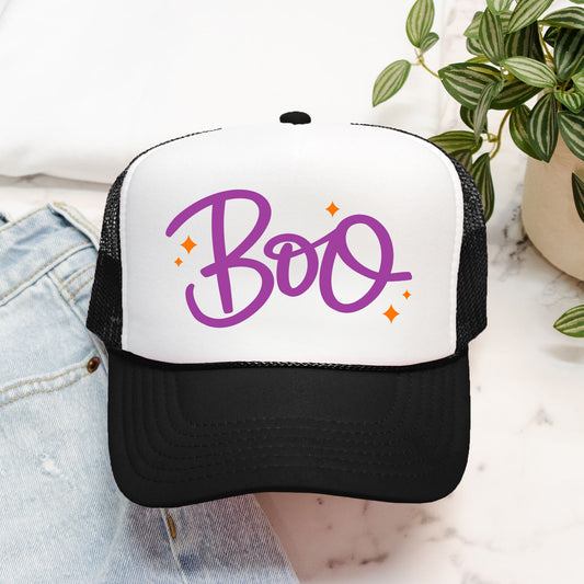 Boo Script Halloween Trucker Hat