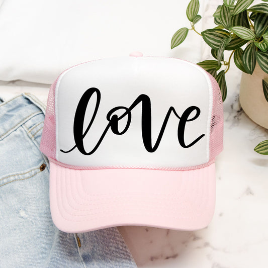 Love Script Trucker Hat